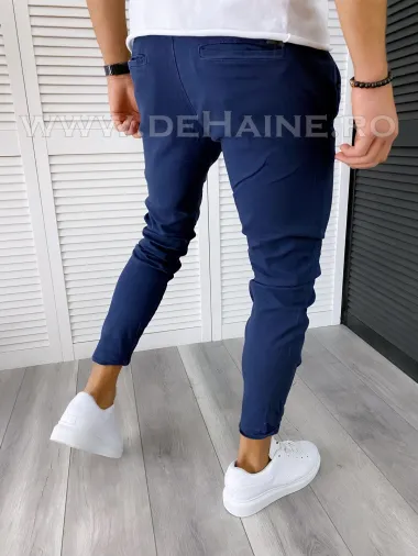 Pantaloni barbati casual regular fit bleumarin B1734 F6-4